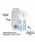 Zoli Ergonomic Fork & Spoon Set With Travel Case-Mist Blue