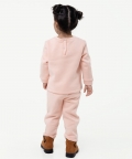 Peach Round Neck Cotton Sweatshirt With Trouser Set