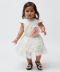 Off White Top Skirt Set