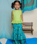Nilmohar Sharara Set, Blue & Green