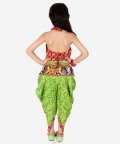 Halter Neck Printed Cotton Choli With Dhoti-Maroon