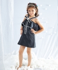 Black Pearl Embellished Bow Dress