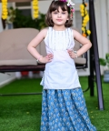 Block Printed Lehenga & Gota Top Set