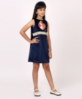 Blue Princess Patch Dress With Gold Belt