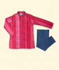 Blue Tie Dye Printed Kurta Set
