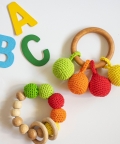 Wooden Crochet Rattle And Teether 