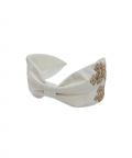 Powder White Gold Embellished Headband For Adult
