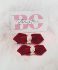 Maroon Hair Clips With Pink Knot Set Of 2 For Kids