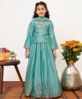 V -Neck Emroidered Lehanga Set