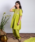 Emroidered Yoke Kurta With Salwar