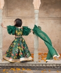 Bottle Green Autmn Bouquet Lehnga Blouse With Dupatta