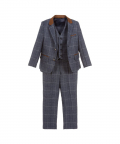 Boys Blue Check 3 Piece Suit