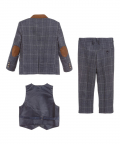 Boys Blue Check 3 Piece Suit