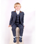 Boys Blue Check 3 Piece Suit