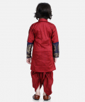 Full Sleeve Silk Border Dhoti Kurta for Boys-Maroon