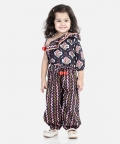 Printed One Sleeve Ruffle Top & Harem Pant Co Ords Sets