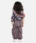 Printed One Sleeve Ruffle Top & Harem Pant Co Ords Sets