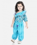 Printed One Sleeve Ruffle Top & Harem Pant Co Ords Sets