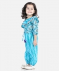 Printed One Sleeve Ruffle Top & Harem Pant Co Ords Sets