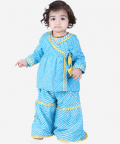 Block Print Cotton Angrakha with Sharara-Blue