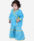 Block Print Cotton Angrakha with Sharara-Blue