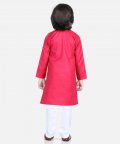 Attached Jacquard Jacket Kurta Pajama for Boys-Pink