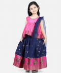 Jacquard Lehenga with Flared Choli with Dupatta-Pink