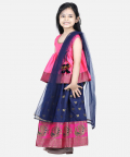 Jacquard Lehenga with Flared Choli with Dupatta-Pink