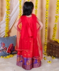 Jacquard Lehenga with Flared Choli with Dupatta- Red