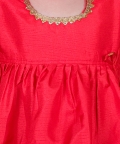 Jacquard Lehenga with Flared Choli with Dupatta- Red