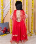 Jacquard Top with Net Lehenga and Dupatta -White