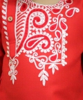Embroidered Bangali Style Kurta With Dhoti For Boys- Red