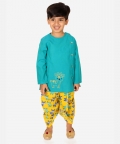 Embroidered Pure Cotton Kurta With Printed Dhoti