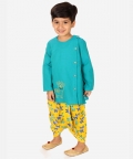 Embroidered Pure Cotton Kurta With Printed Dhoti