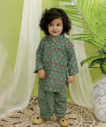 Infant Full Sleeve Pure Dhoti Kurta For Baby Boys- Grey