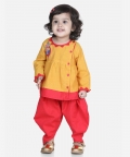 Cotton Mor Embroidery Top Dhoti Indo Western Clothing Sets