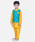 Attached Chiffon Printed Jacket Full Sleeve Kurta Pajama