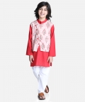 Festive Wear Attached Floral Jacket Kurta Pajama - Peach