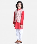 Festive Wear Attached Floral Jacket Kurta Pajama - Peach