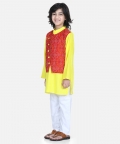 Ethnic Festive Wear Attached Floral Jacket Kurta Pajama