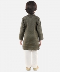 Boys Ethnic Full Sleeve Jacquard Kurta Pajama- Black