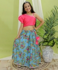 Ethnic Wear Chanderi Floral Print Choli With Lehenga