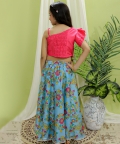 Ethnic Wear Chanderi Floral Print Choli With Lehenga