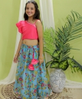 Ethnic Wear Chanderi Floral Print Choli With Lehenga