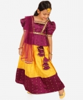Ethnic Sibling Sets Puff Sleeve Choli Lehenga With Dupatta