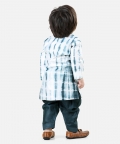 Hand Dyed Chanderi Silk Sherwani Salwar For Boys- Blue