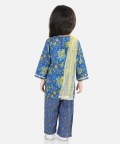 Pure Cotton Kurti With Pant & Dupatta For Girls- Blue