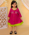 Cotton Embroidered Causal and Party Wears Frock Dress-Purple