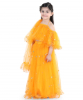 Sequin Net Lehenga with Ruffle Choli-Yellow