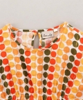 Girls Polk Printed Cotton Kaftan With Pompom Tops -Yellow